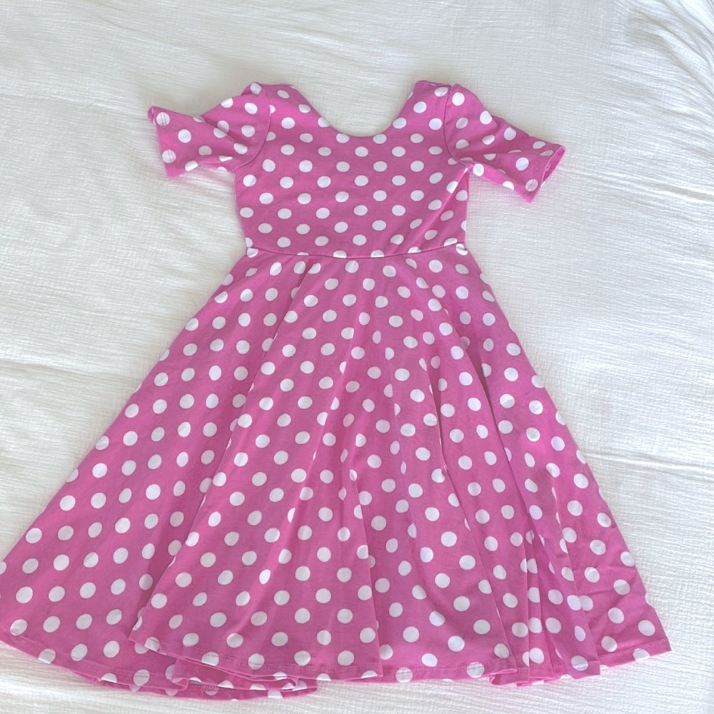 Pink Polka Dot Kids Casual Dress